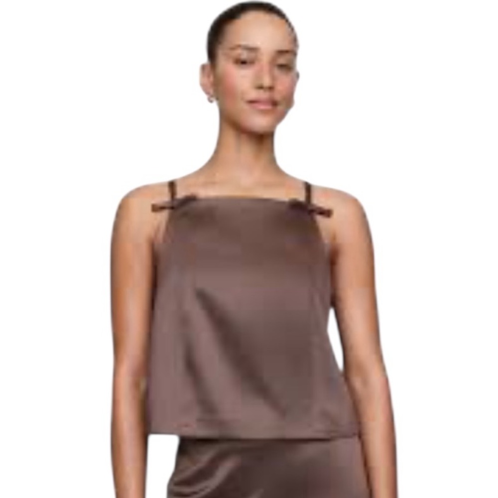 NEW GAP Brown Sleeveless Camisole Satin Top Bow XL